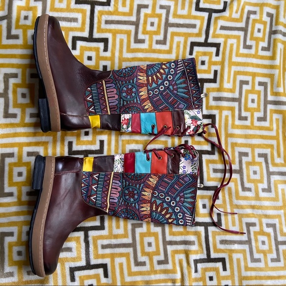 🌹Socofy Boho Tribal Brown Knee Boots Womens 7 - Picture 3 of 16